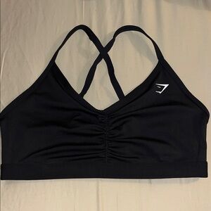 Ruched Black Sports Bra